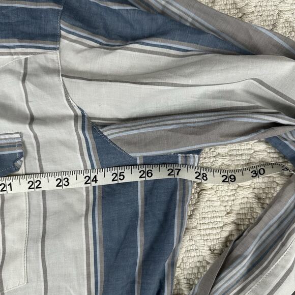 Canyon Guide Outfitters Pearl Snap Western Shirt 2XL Blue Gray Striped Long Slv - Picture 6 of 7